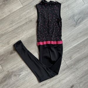 Black and Pink Figure Skating or Dance Costume Jumpsuit
